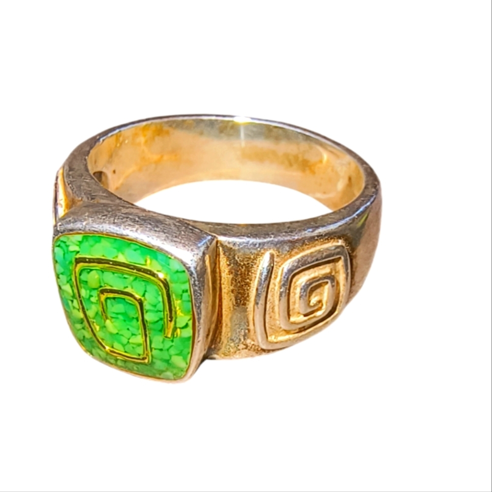Carolyn Pollack Inlaid Gaspeite Chip & Sterling Silver Ring Size 8